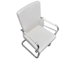 vidaXL Cantilever Dining Chairs 4 pcs White Faux Leather