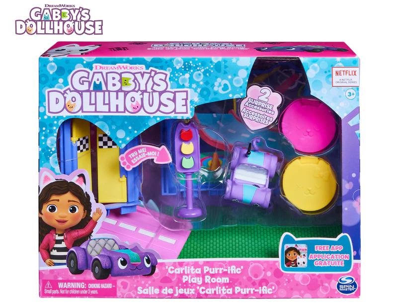 Gabby's Dollhouse 8-Piece Carlita Purr-ific Play Room Playset