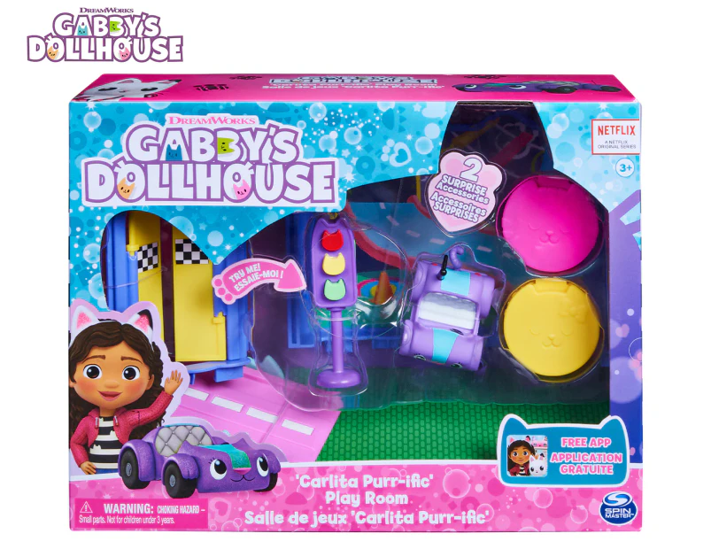 Gabby's Dollhouse 8-Piece Carlita Purr-ific Play Room Playset | Catch.co.nz