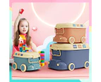 Juna 3PCS Toy Storage Box w Casters Cute Car Toy Container Kids Toys Organiser Stackable Snack Boxes