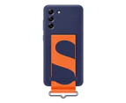 Samsung Galaxy S21 FE Silicone Cover with Strap - Navy