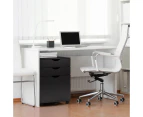 Kodu Belle Filing Cabinet Storage 3 Drawers Home Office Mobile Pedestal Black