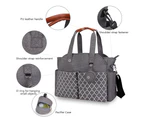 Baby Nappy Changing Tote Bag Satchel Messenger Travel Diaper Weekender Bag Pram Straps, Large Storage Space for All Accessories-Gray
