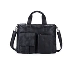 Leather Messenger Bag for Men, Vintage Leather Laptop Bag Briefcase Satchel, leather briefcase for men School Work Bag-Black