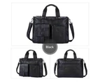 Leather Messenger Bag for Men, Vintage Leather Laptop Bag Briefcase Satchel, leather briefcase for men School Work Bag-Black with white line