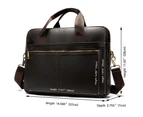 Business Travel Briefcase Laptop Briefcase Genuine Leather Duffel Bags for Men Laptop Bag Metal Zipper leather briefcase for men-Black