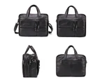 Business Travel Briefcase Laptop Briefcase Genuine Leather Duffel Bags for Men Laptop Bag fits 15.6 inches Laptop Metal Zipper-Black