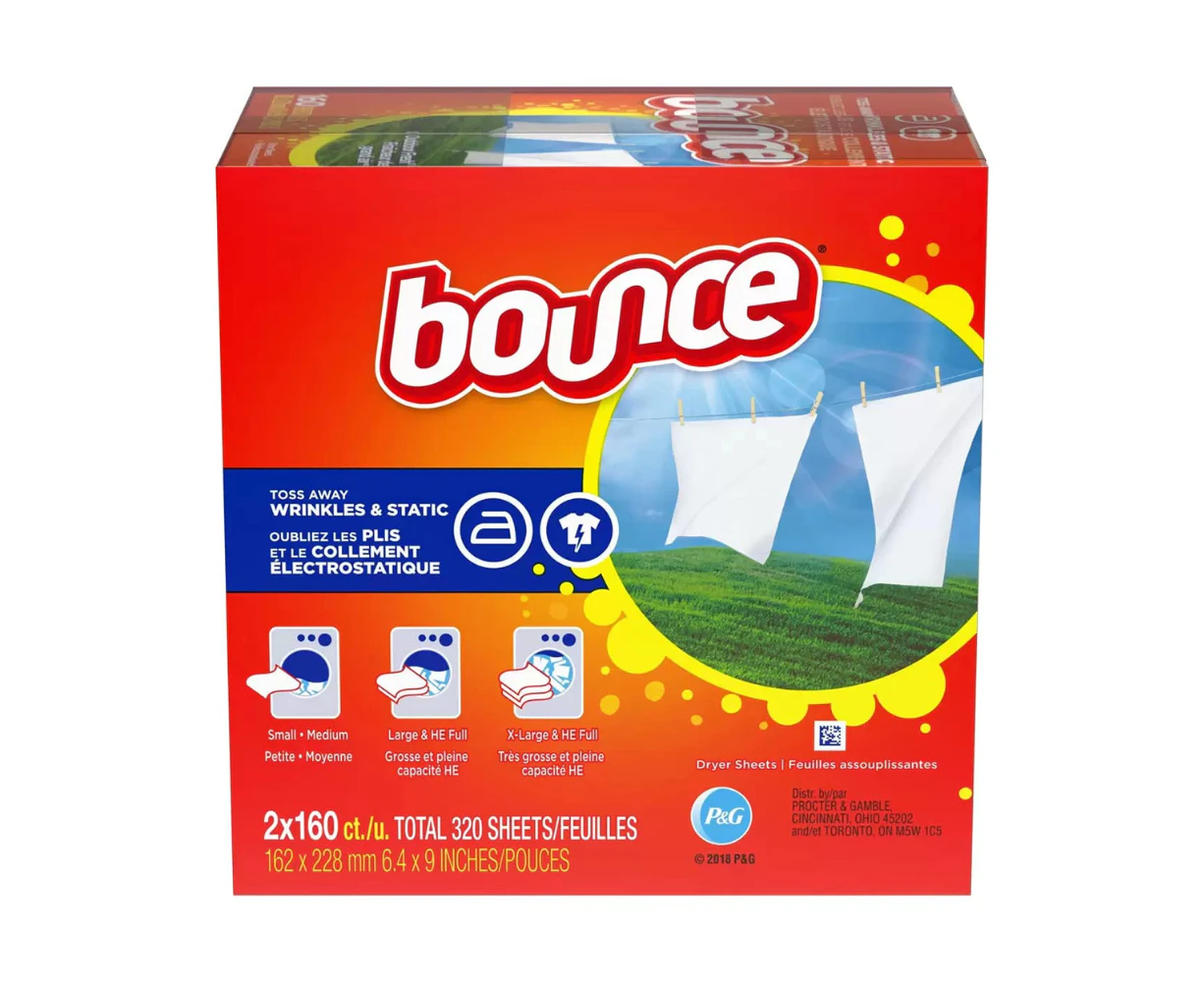 Bounce Fabric Softener Tumble Dryer Sheets Outdoor Fresh Clothes 4 x 160 Sheets