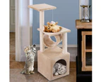 （Beige）Cat Tree Scratching Post Pole Tower Condo Kitty Activity Bed Stand Scratcher