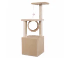 （Beige）Cat Tree Scratching Post Pole Tower Condo Kitty Activity Bed Stand Scratcher