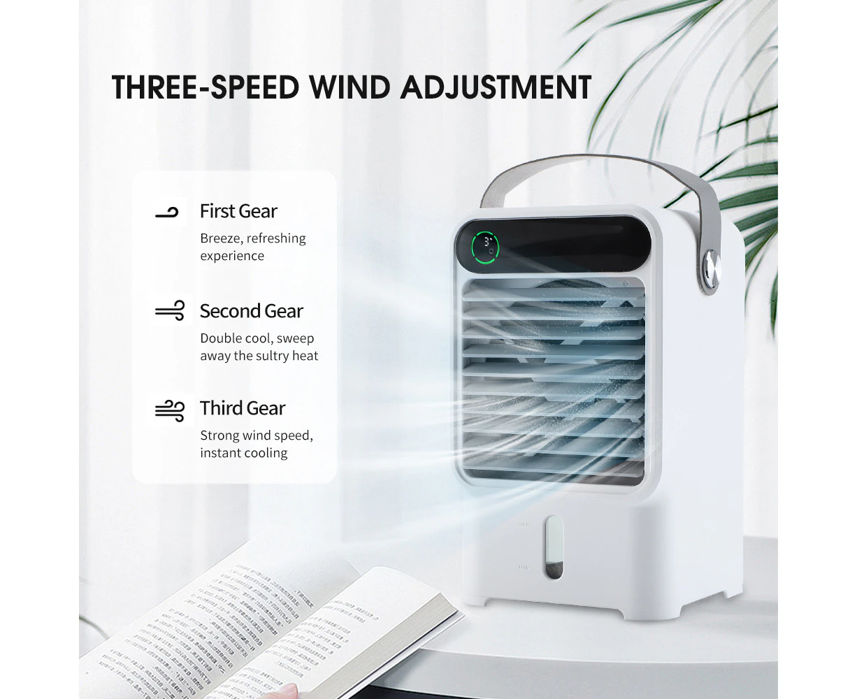 Mini Air Conditioner Air Cooler Fan Water Cooling Fan Usb Table Humidifier Air Conditioning for Home Room Office Portable-White