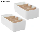 2 x Boxsweden Bano 4-Section Organiser w/ Bamboo Inserts - White/Natural