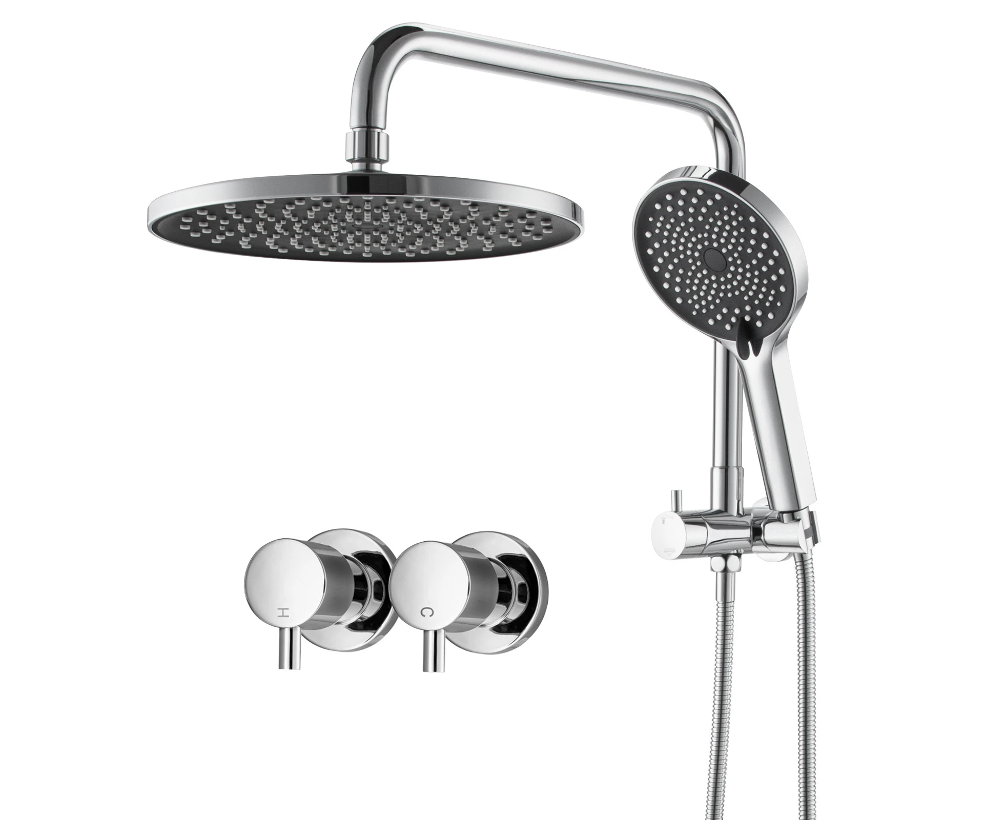 10 inch Rain Shower head Set Chrome Round Handheld heads Wall mixer taps Bathroom Showerheads Top inlet  High Pressure