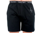 Young Spirit Mens Black Classic Cotton Jersey Shorts