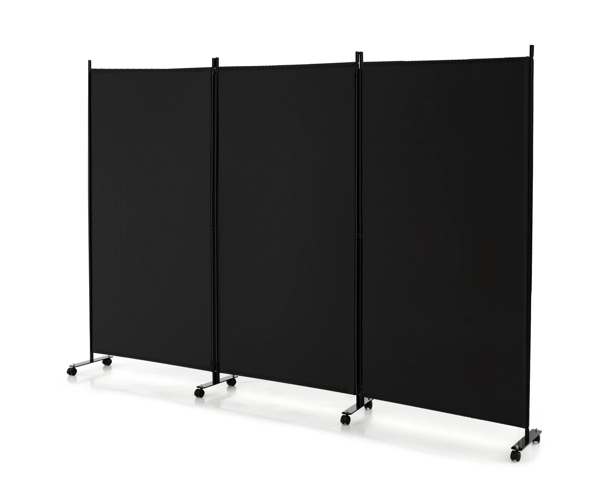 Giantex 3 Panel Mobile Room Divider Foldable Privacy Screen Wall Partition Stand Home Office Black