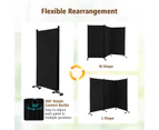 Giantex 3 Panel Mobile Room Divider Foldable Privacy Screen Wall Partition Stand Home Office Black