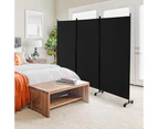 Giantex 3 Panel Mobile Room Divider Foldable Privacy Screen Wall Partition Stand Home Office Black