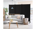 Giantex 3 Panel Mobile Room Divider Foldable Privacy Screen Wall Partition Stand Home Office Black