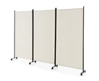 Giantex 3 Panel Mobile Room Divider Foldable Privacy Screen Wall Partition Stand Home Office White