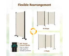 Giantex 3 Panel Mobile Room Divider Foldable Privacy Screen Wall Partition Stand Home Office White