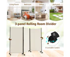 Giantex 3 Panel Mobile Room Divider Foldable Privacy Screen Wall Partition Stand Home Office White