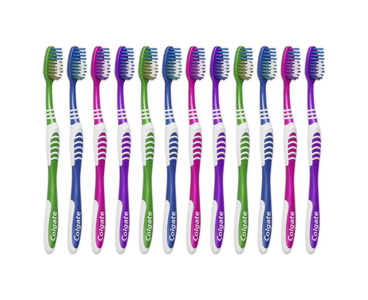 12pc Colgate Extra Whole Mouth Clean Medium Manual Toothbrushes Set Assorted