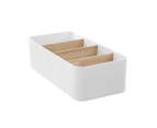 Boxsweden 26.5cm Bano Organiser 4 Section Bamboo Bathroom/Home Storage Box WHT