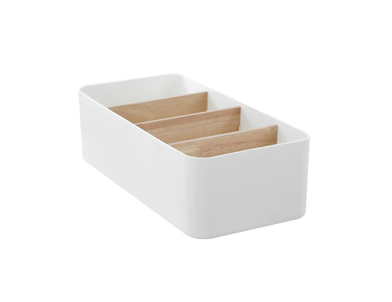 Boxsweden 26.5cm Bano Organiser 4 Section Bamboo Bathroom/Home Storage Box WHT