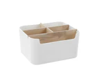 Box Sweden 18.5cm Bano Organiser 5 Section Bamboo Bathroom/Home Storage Box WHT