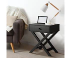 Oikiture Bedside Table Drawer Nightstand Side Table Storage Cabinet Bedroom Black