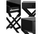 Oikiture Bedside Table Drawer Nightstand Side Table Storage Cabinet Bedroom Black