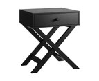 Oikiture Bedside Table Drawer Nightstand Side Table Storage Cabinet Bedroom Black