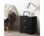 Oikiture Bedside Tables 2 Drawers Hamptons Bedroom Furniture Storage Cabinet Black