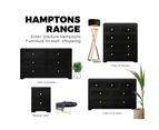 Oikiture Bedside Tables 2 Drawers Hamptons Bedroom Furniture Storage Cabinet Black