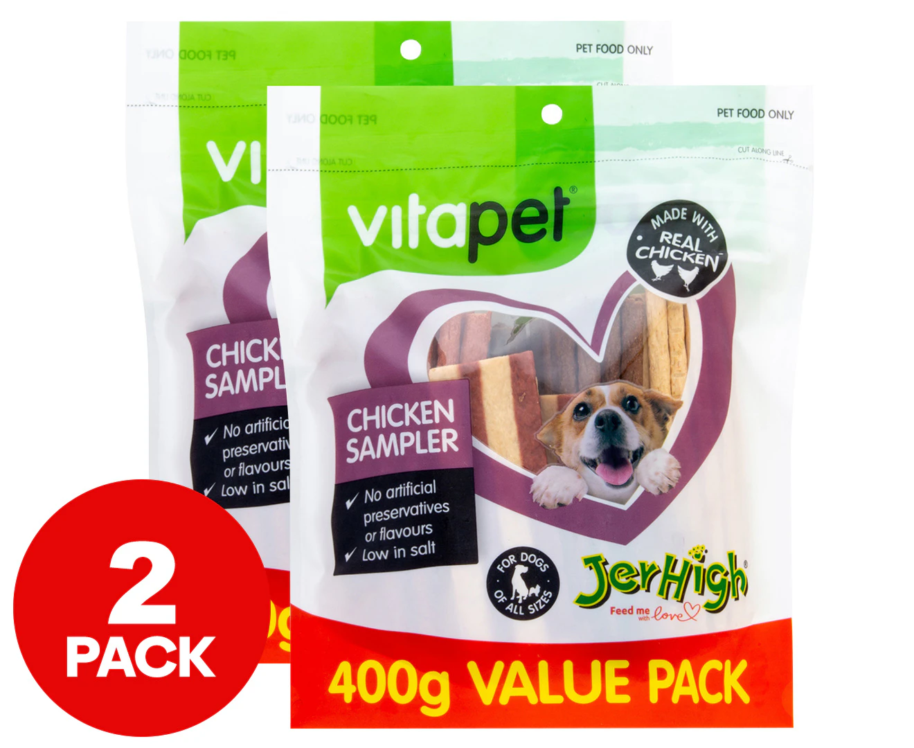 2 x Vitapet Jerhigh Value Pack Chicken Sampler 400g