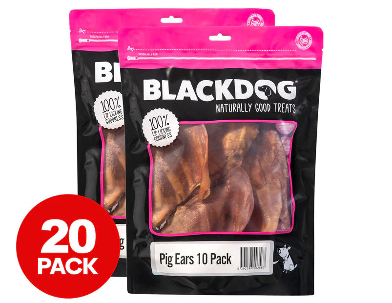 2 x 10pk Blackdog Pig Ears Dog Treats