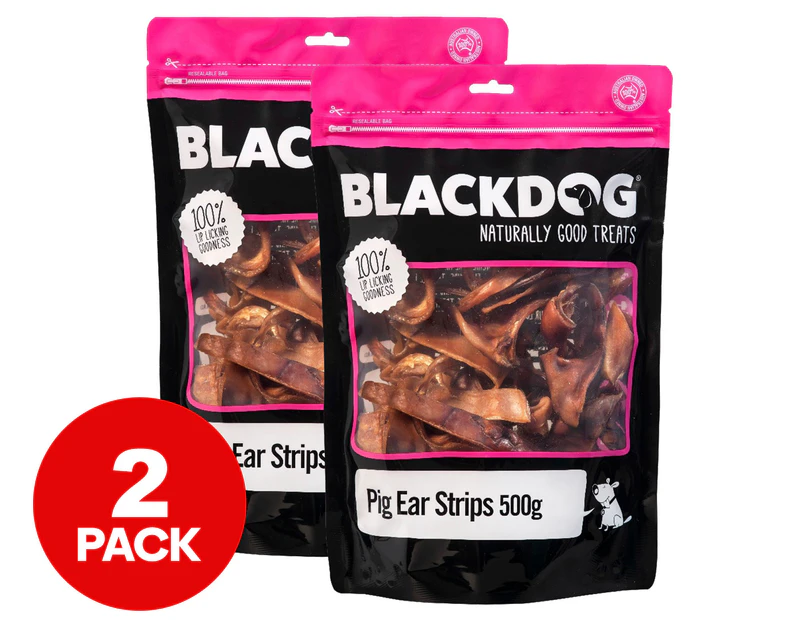 2 x Blackdog Pig Ear Strips 500g