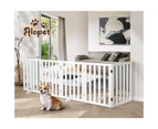 Alopet Wooden Pet Dog Fence 284x60.5cm 6 Panels Safety Stair Barrier Security Gate Door White