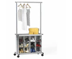 Rolling Clothing Garment Rack on Wheels with 12 Shoes Organizer