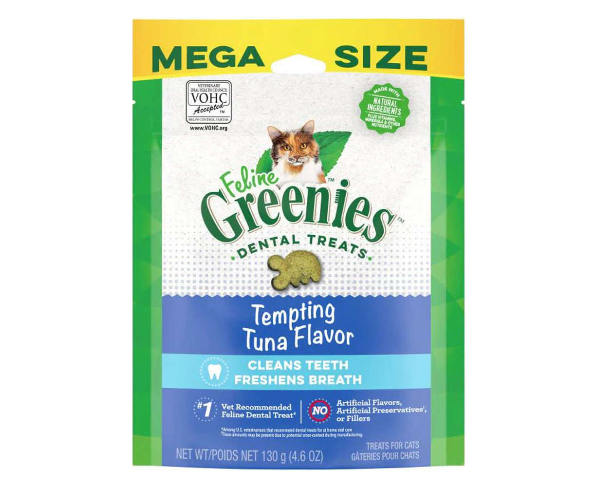 Greenies Feline Dental Treats Tempting Tuna Flavor for Cats Mega Size 130g