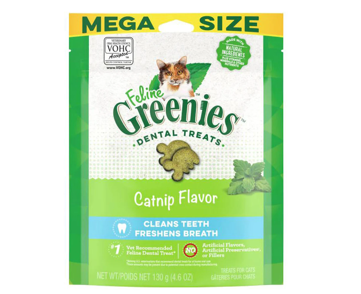 Greenies Feline Dental Treats Catnip Flavor for Cats Mega Size 130g