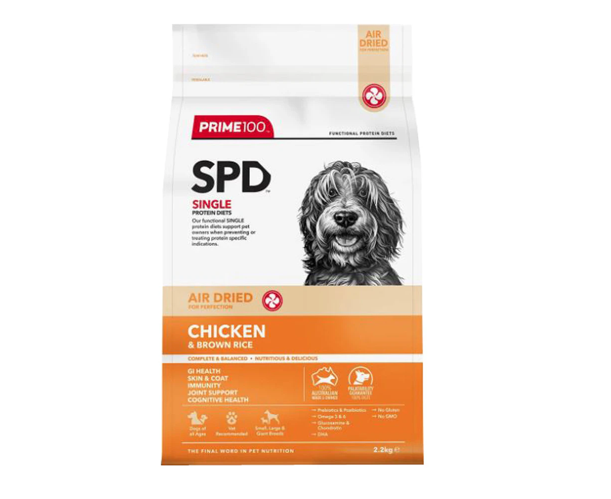 Prime100 SPD Air Dried Dog Food Single Protein Chicken & Brown Rice 2.2kg