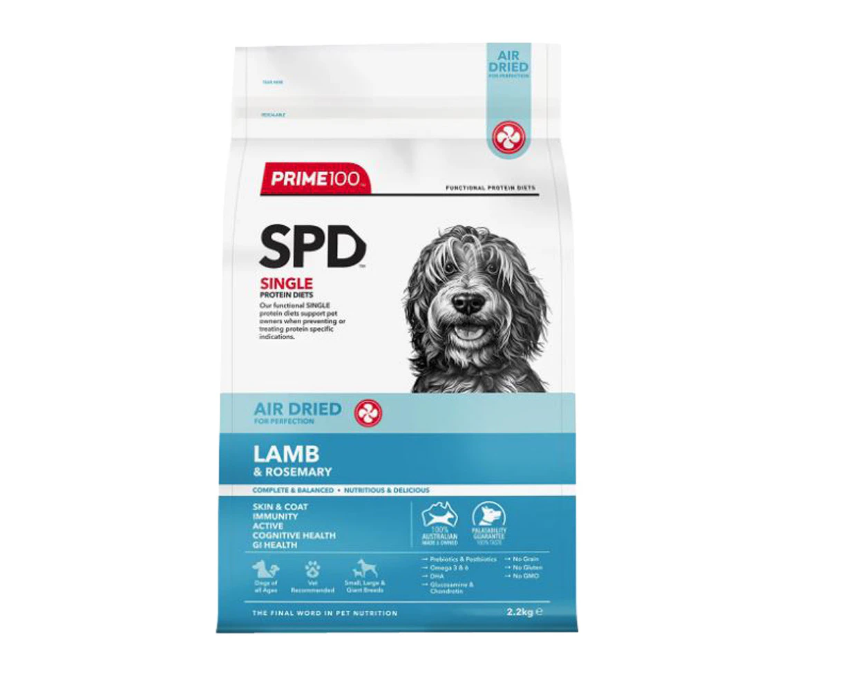 Prime100 SPD Air Dried Dog Food Single Protein Lamb & Rosemary 2.2kg