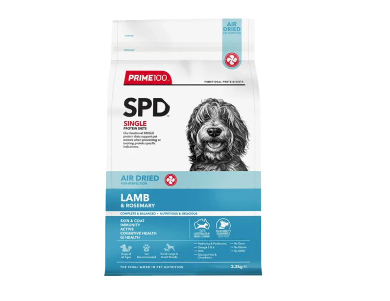 Prime100 SPD Air Dried Dog Food Single Protein Lamb & Rosemary 2.2kg