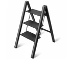 3 Step Folding Ladder Lightweight,Aluminum Step Stools for Household, Office, Painting