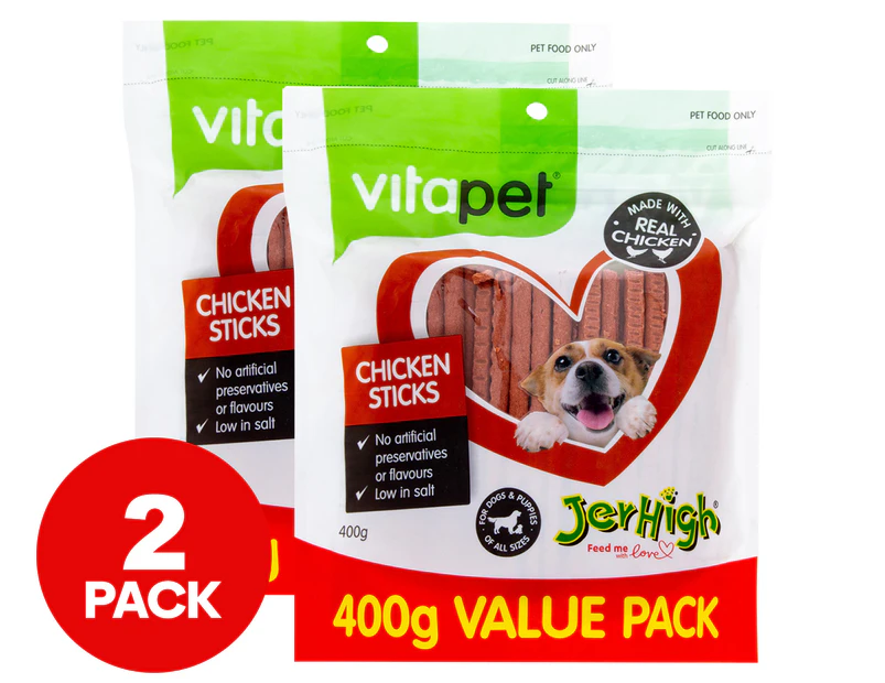 2 x Vitapet Jerhigh Value Pack Chicken Sticks 400g
