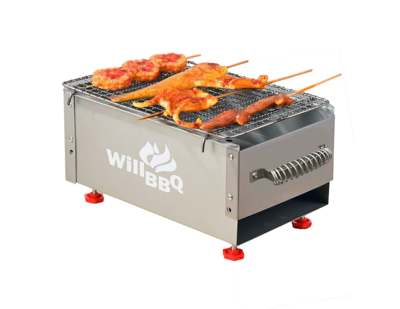WillBBQ Portable 30cm Charcoal Hibachi BBQ Camping Barbecue Grill