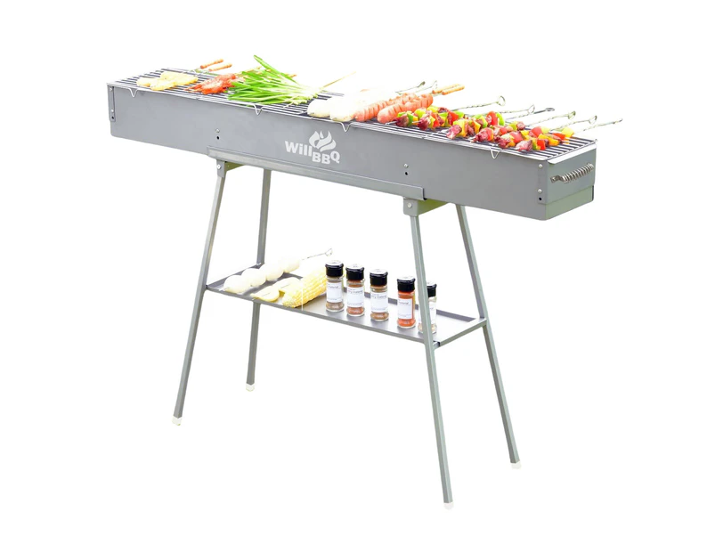 Portable Hibachi Skewer Charcoal BBQ Kebab Grill WillBBQ 120cm x 18cm Professional Grill