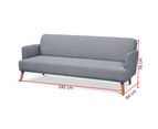 Brianna 3 Seater Sofa Bed Fabric Uplholstered Lounge Couch - Light Grey