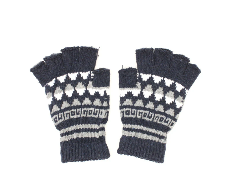 FIL Mens Thermal Warm Knitted Gloves Fingerless B (Fingerless) - Navy